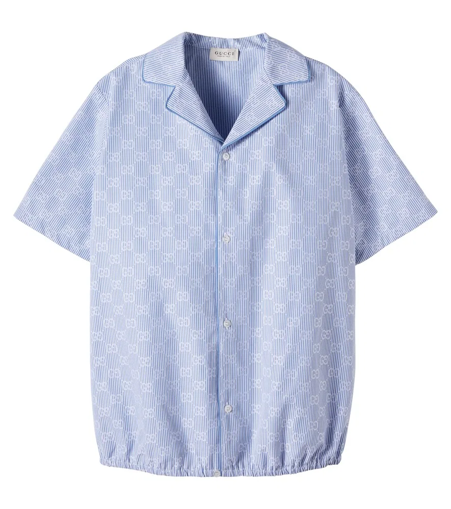 Рубашка из хлопкового поплина GG Gucci Kids, синий