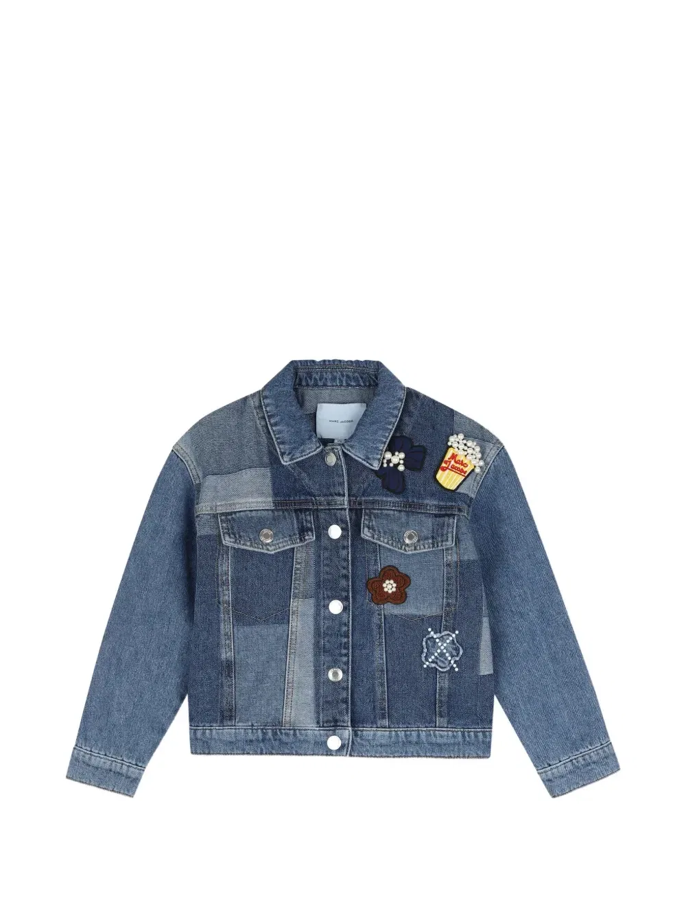 Джинсовая куртка с декором из искусственного жемчуга и пэчворка Marc Jacobs Kids, синий
