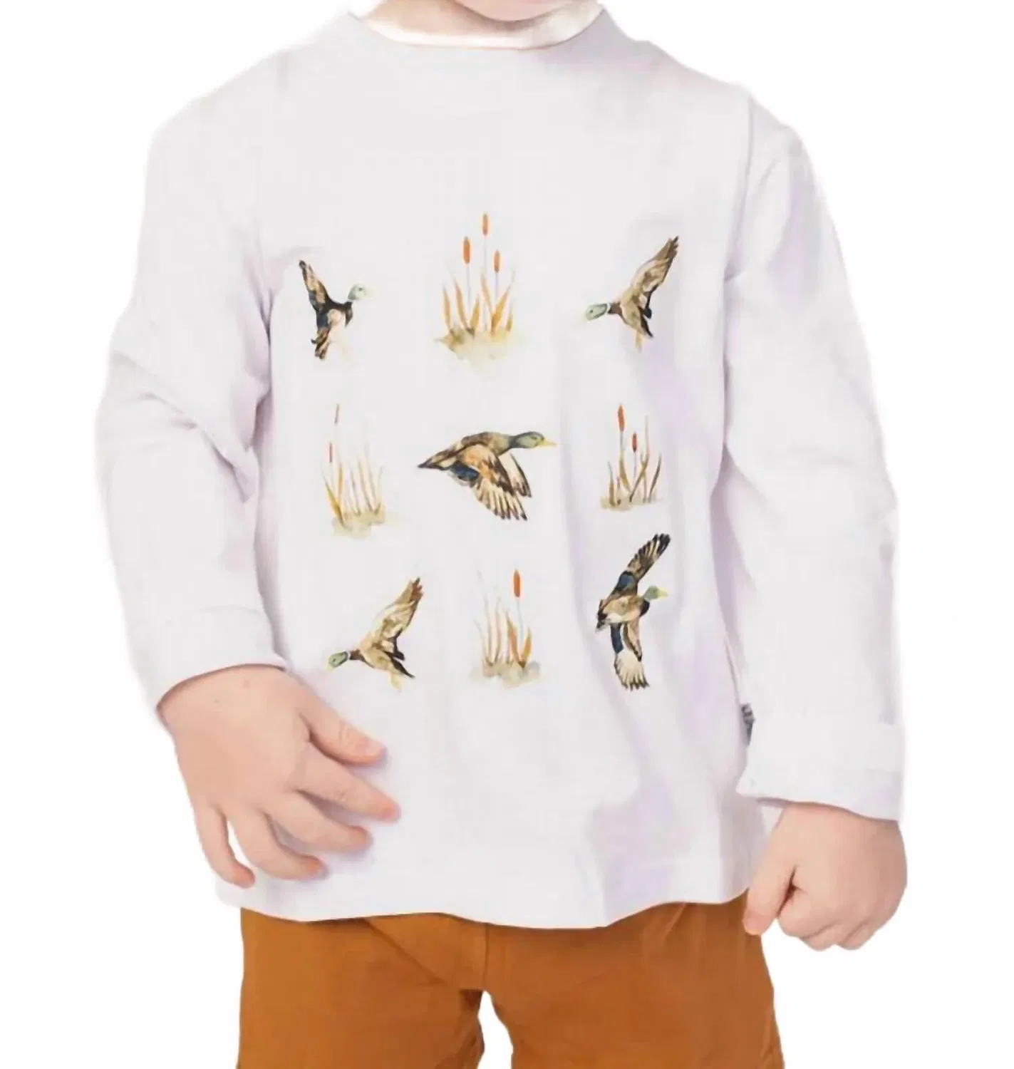 Детский лонгслив с длинным рукавом и принтом Duck Bamboo Southern Slumber, White