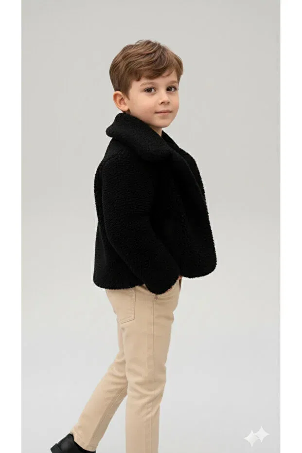 Детское пальто из плюша Süslüm Kids, Black