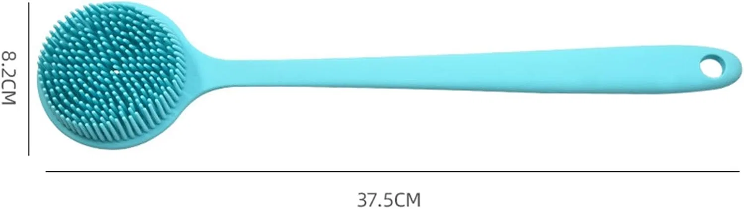 Щетка для тела с длинной ручкой JKYOU, двойная, для пилинга, 35.7x8.2 см, 500 г, Hellgrau — фото 3