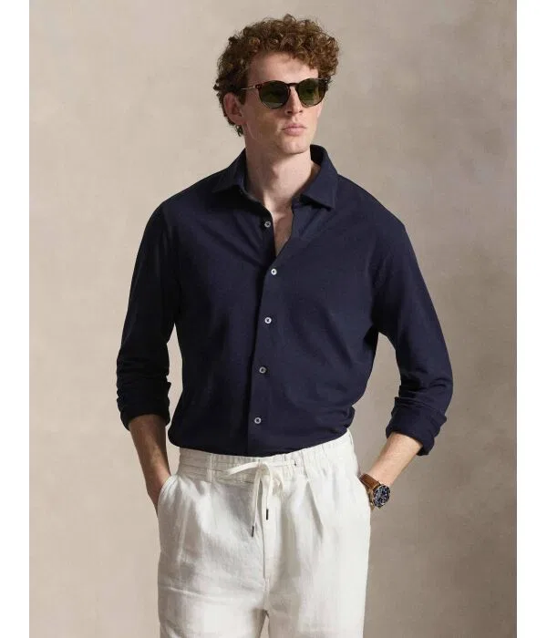 Мужская рубашка хлопковая Regular Fit Polo Ralph Lauren, Blu Marino