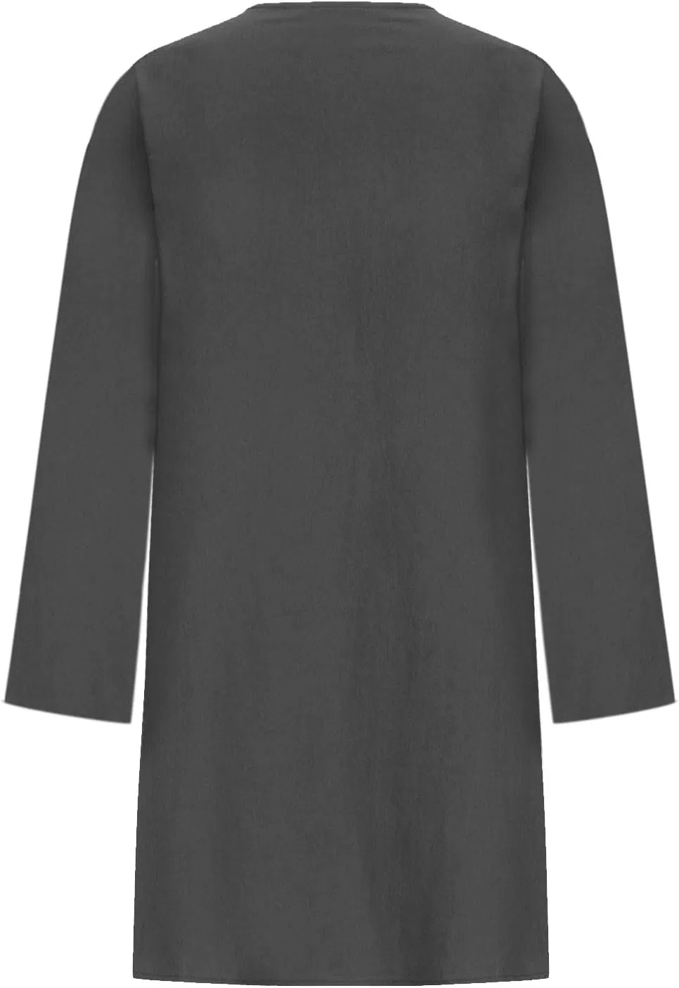 Женское платье миди из хлопка и льна Peasant Dress, Dark Gray — фото 3