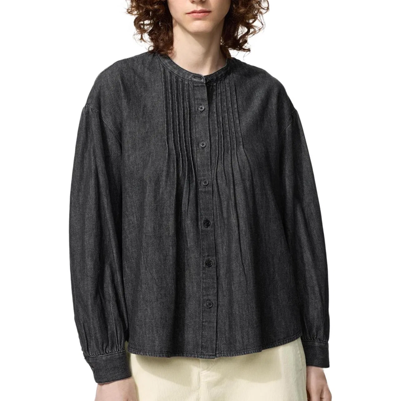 Женская рубашка с круглым вырезом Comptoir Des Cotonniers UNIQLO, Dark Gray