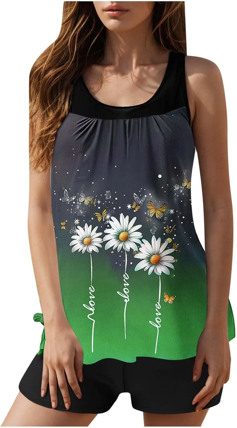 Женский танкини-купальник с контролем живота Tankini, Green