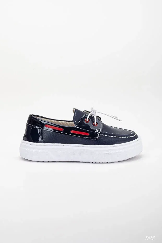 Детские туфли для мальчиков на плоской подошве Dn2S, Navy Blue-Red