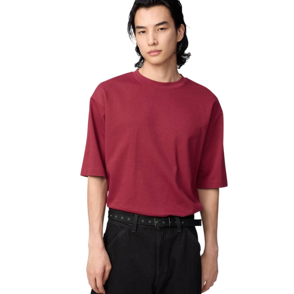 Футболка Uniqlo AIRism Cotton Oversized Crew Neck, 17 красный