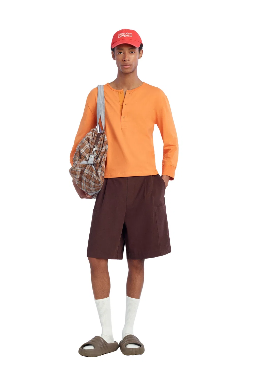 Укороченная футболка в стиле "Хенли" ZARA, Orange