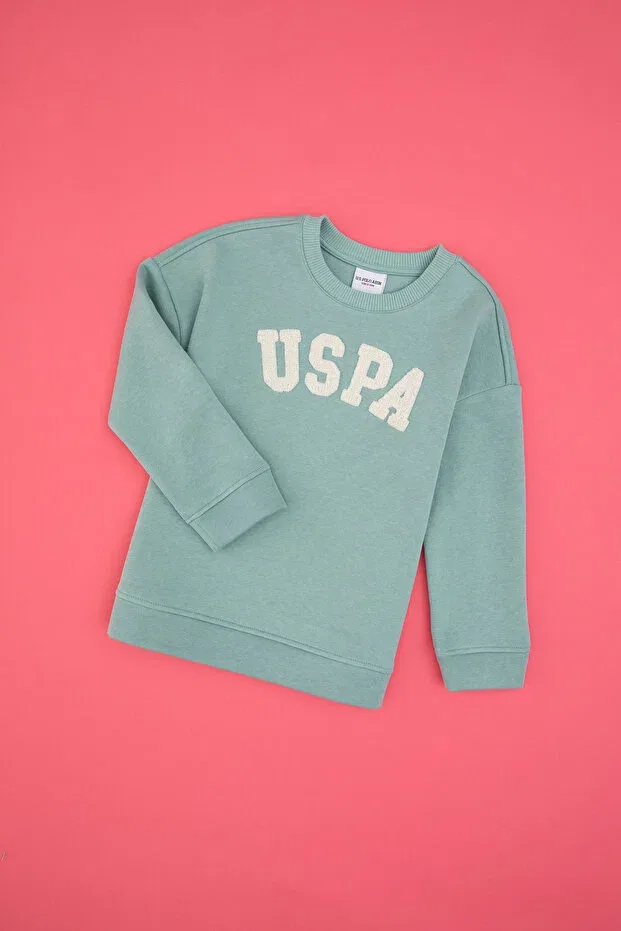 Детские свитшот для девочек с длинным рукавом U.S. Polo Assn., Mint — фото 3
