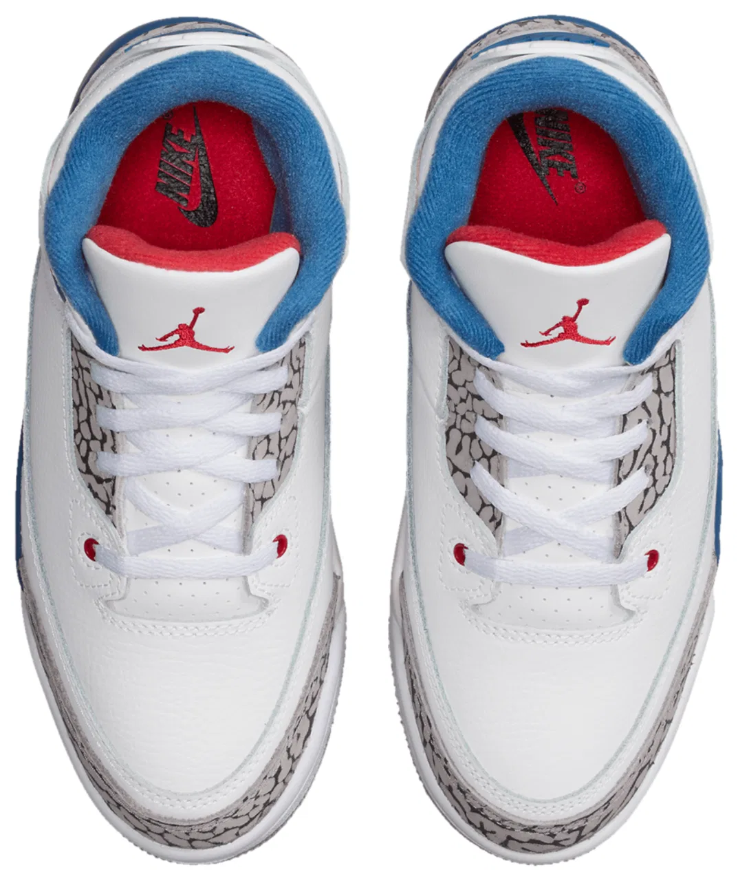 Детские кроссовки для мальчиков с кожаным верхом Jordan Retro 3 Jordan, White/Red/Gray — фото 4