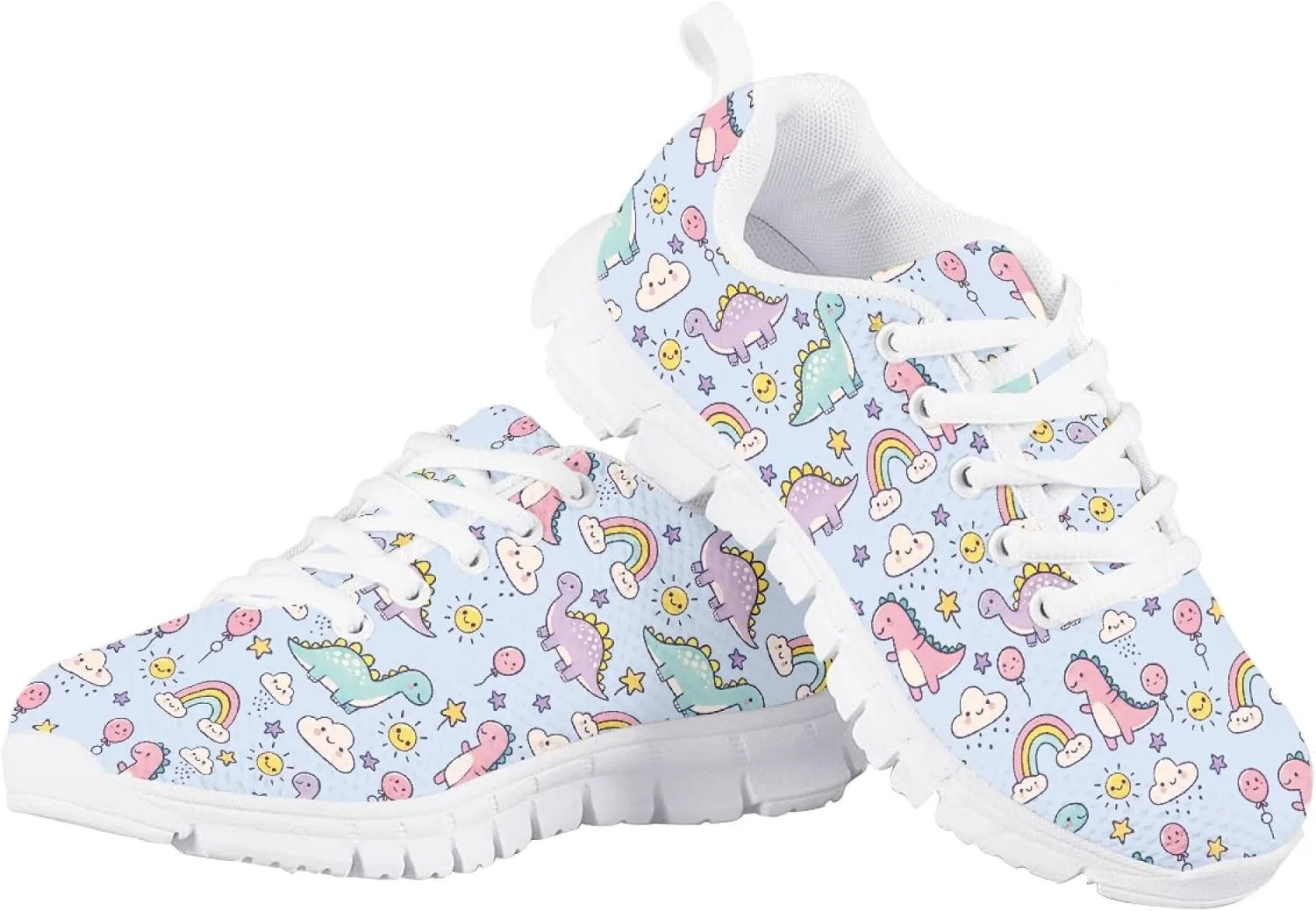 Детские кроссовки для девочек с принтом Fowototi, Purple Rainbow Dinosaur