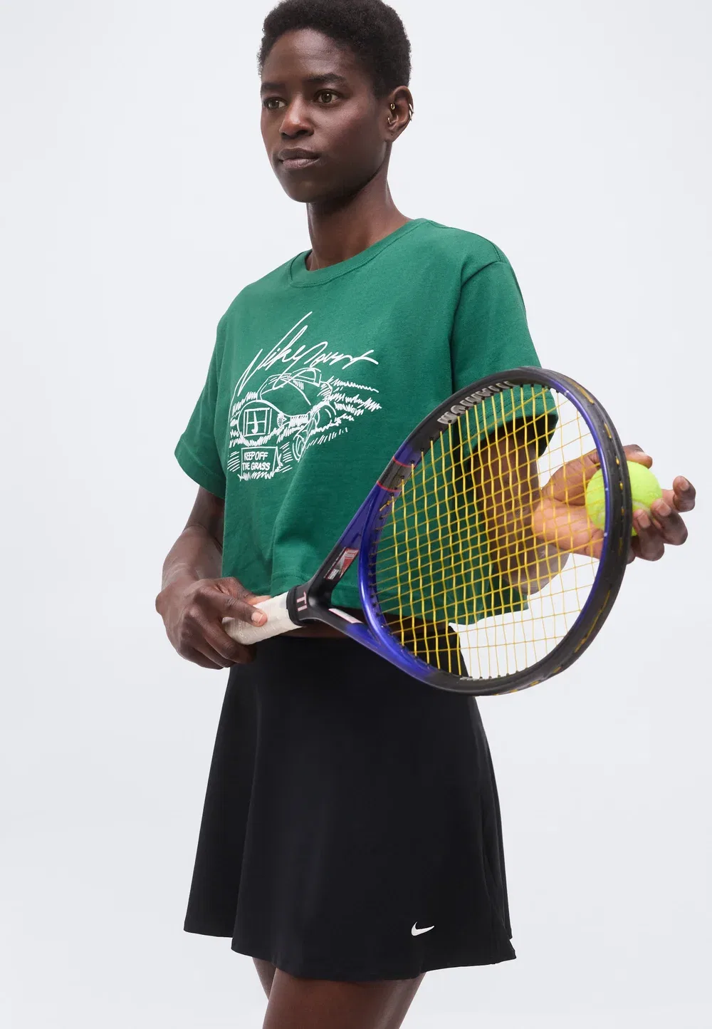 Укороченная футболка с принтом Tee slam crop Nike Performance, Gorge Green — фото 4