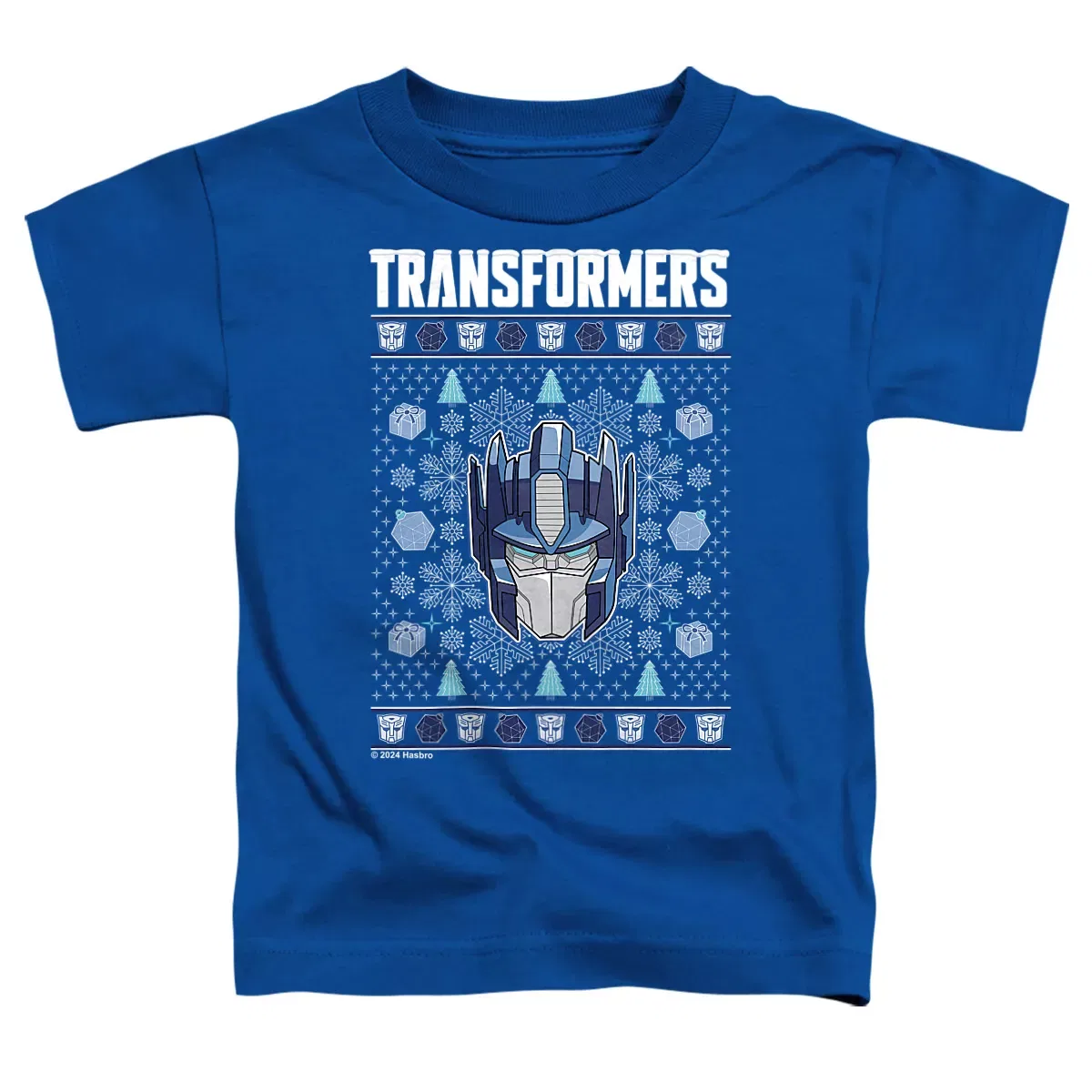 Детское футболка с коротким рукавом с принтом Transformers Christmas Optimus Prime, Transformers, Royal