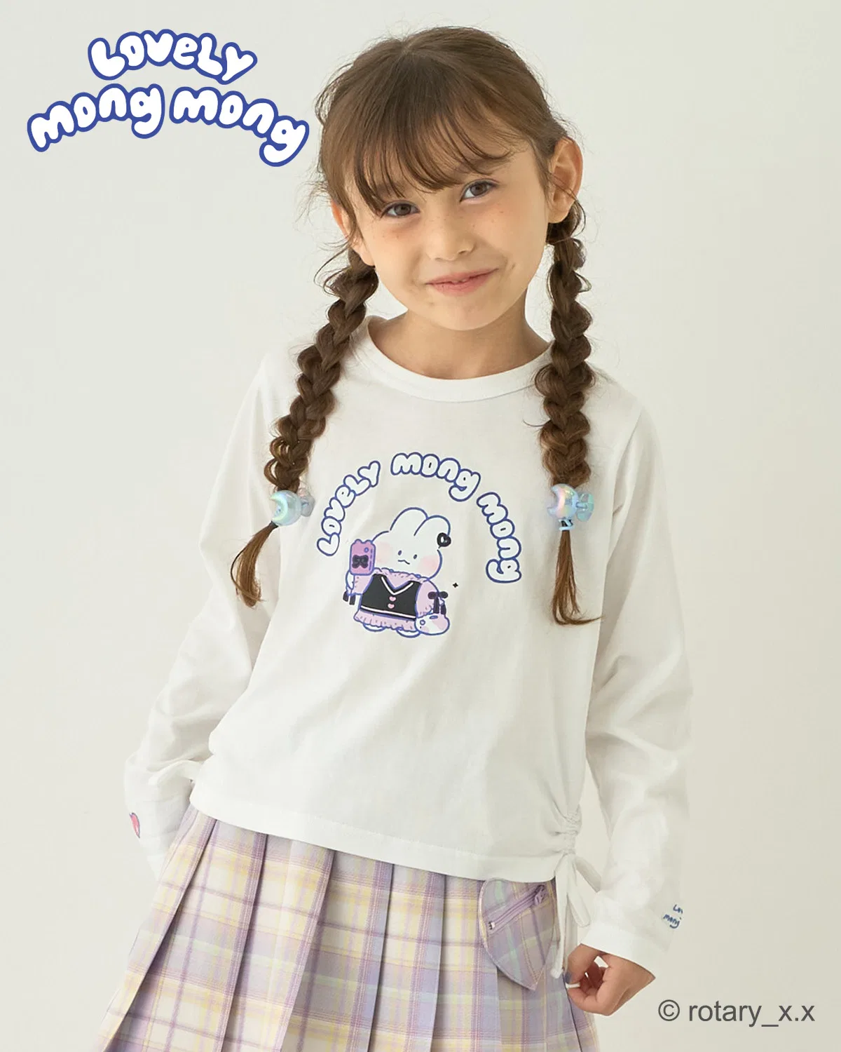Детская футболка с принтом мини-длины Lovely MongMong Lycee mine, Off White