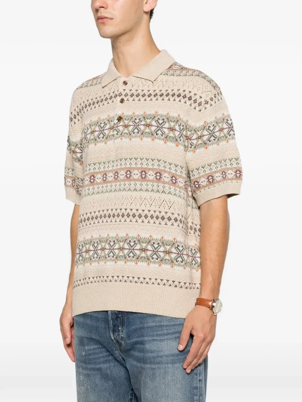 Рубашка-поло с короткими рукавами Fair Isle Polo Ralph Lauren, бежевый — фото 3