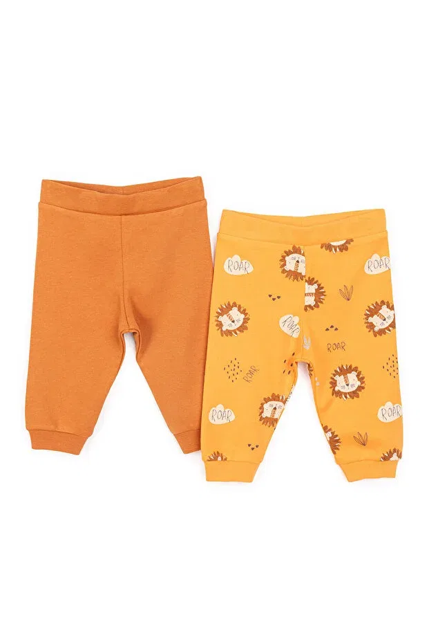 Детские штаны для мальчиков с принтом комплект 2 шт Hellobaby basic male lion printed, Orange Ebebek Hello Baby