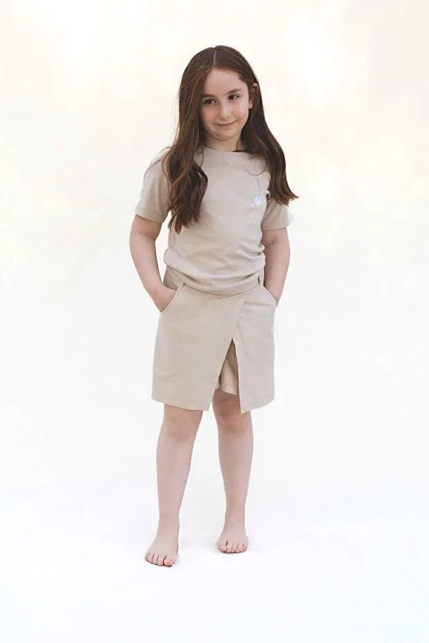 Детские шорты-юбка для девочек хлопковые Organic Little Gusto, Beige