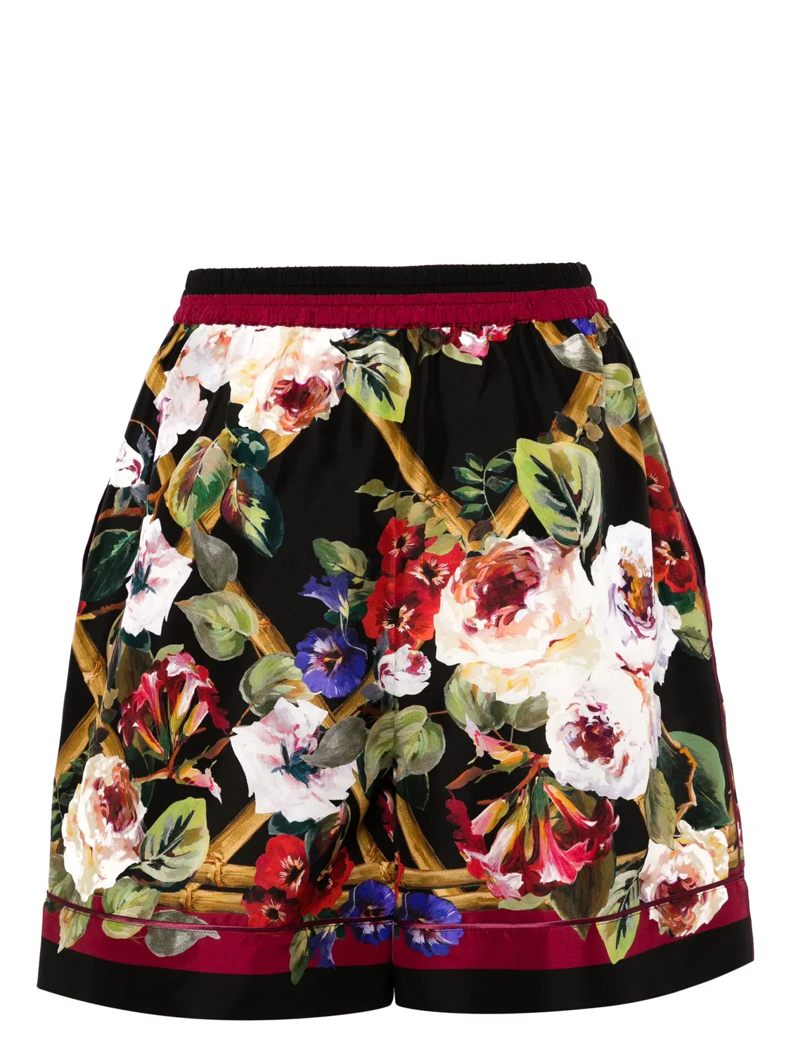 Шелковые пижамные шорты с цветочным принтом Dolce & Gabbana, черный — фото 2