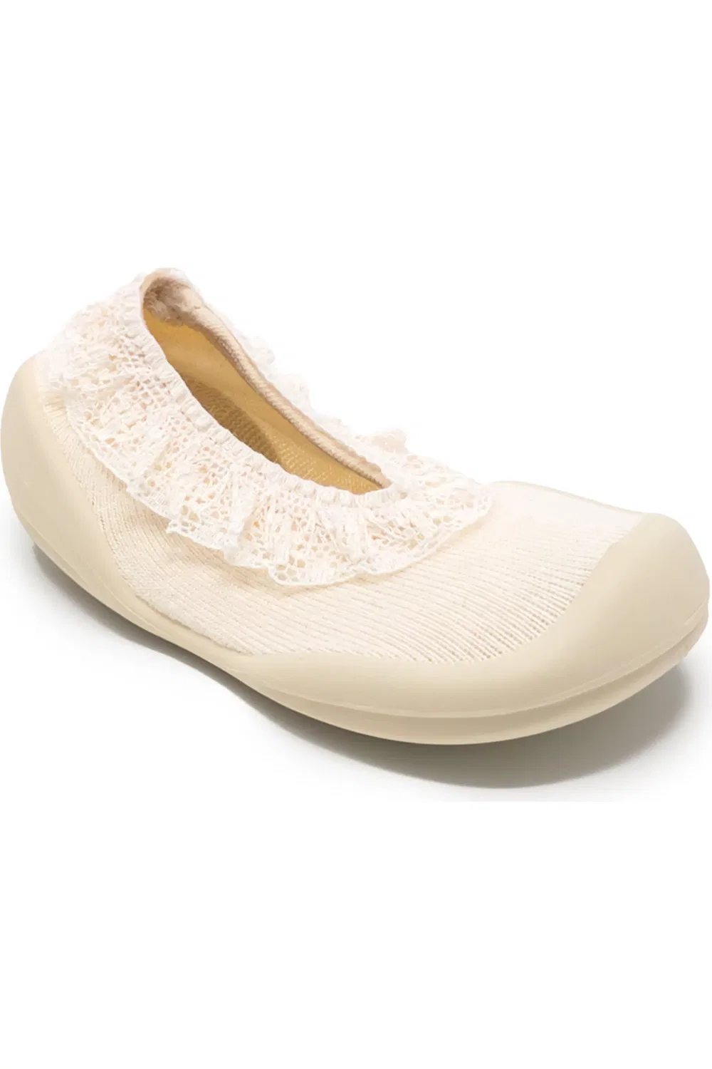 Детские тапочки-носки на плоской подошве Komuello, Sweet Latte Lace — фото 4