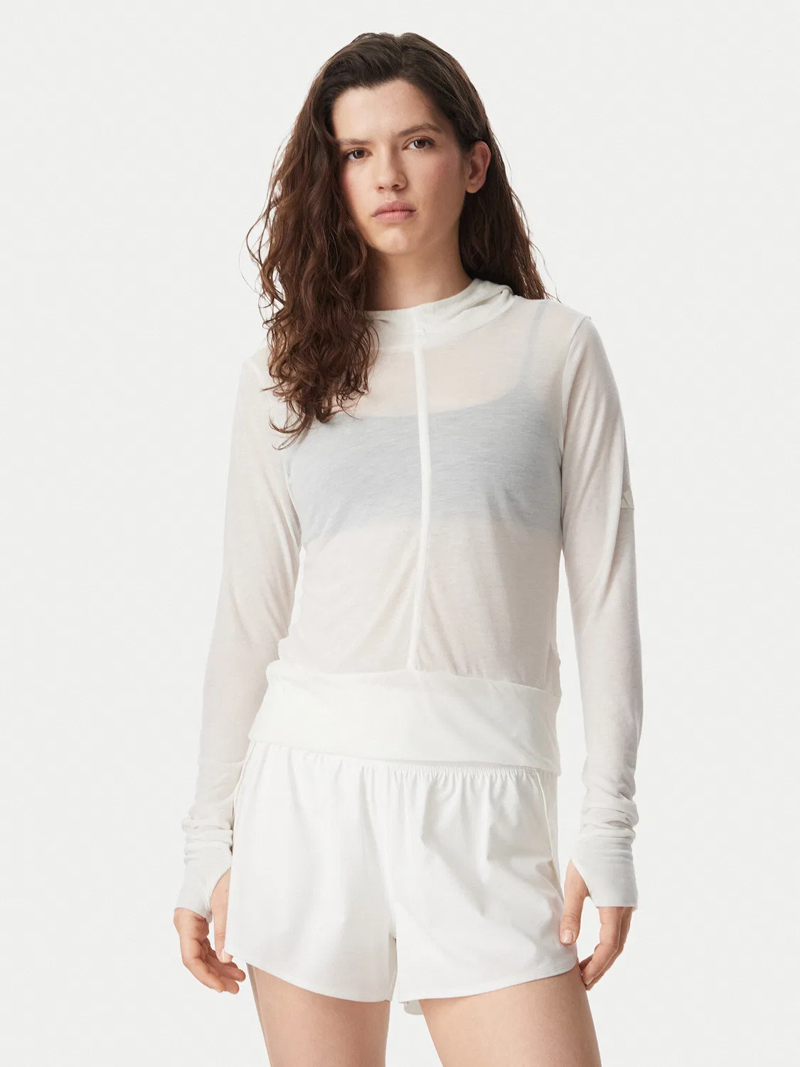 Женская толстовка приталенного кроя Soft Lux Sheer Hooded Adidas, кремовый