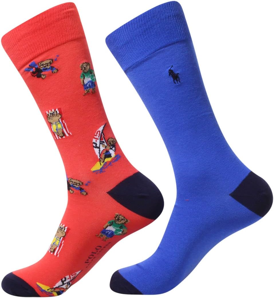 

Polo Ralph Lauren мужские носки с медведем и мартини, 2 пары, Red/Beach Bear