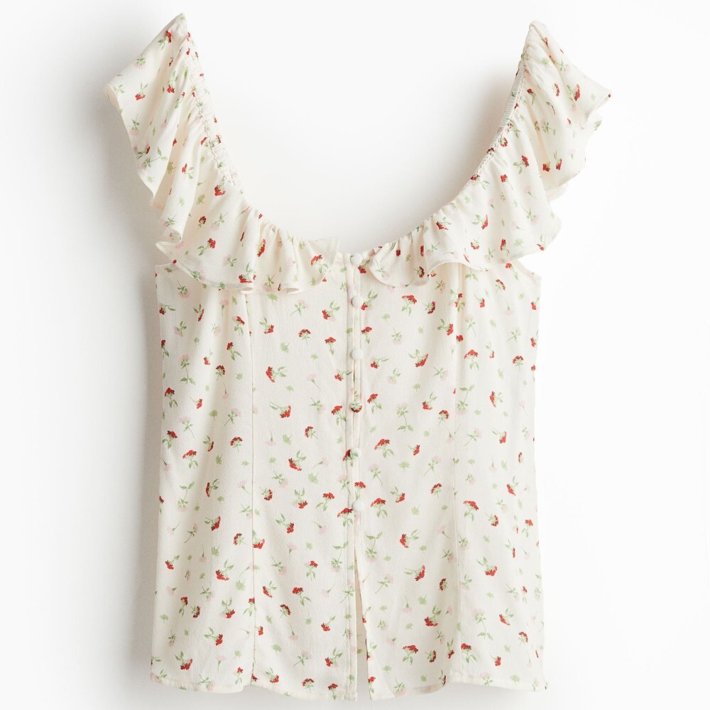 

Топ H&M Ruffle-trimmed, кремовый