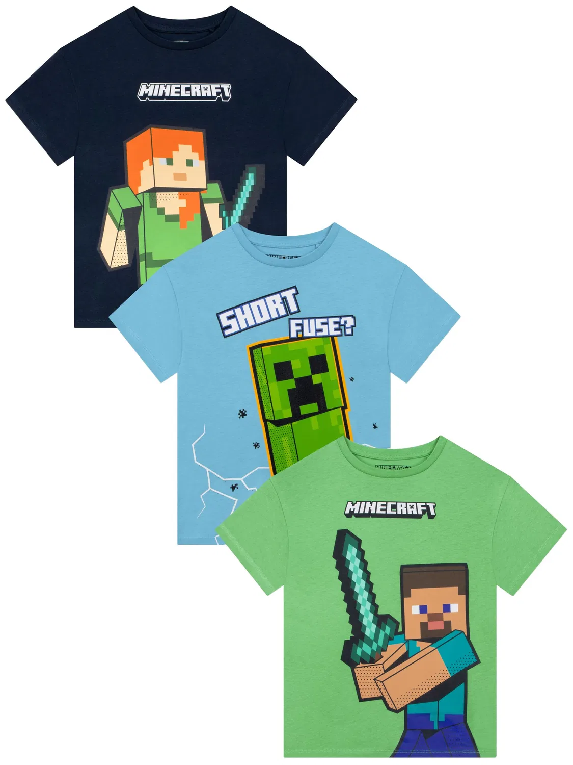 Футболки 3 шт. Minecraft Character, зеленый