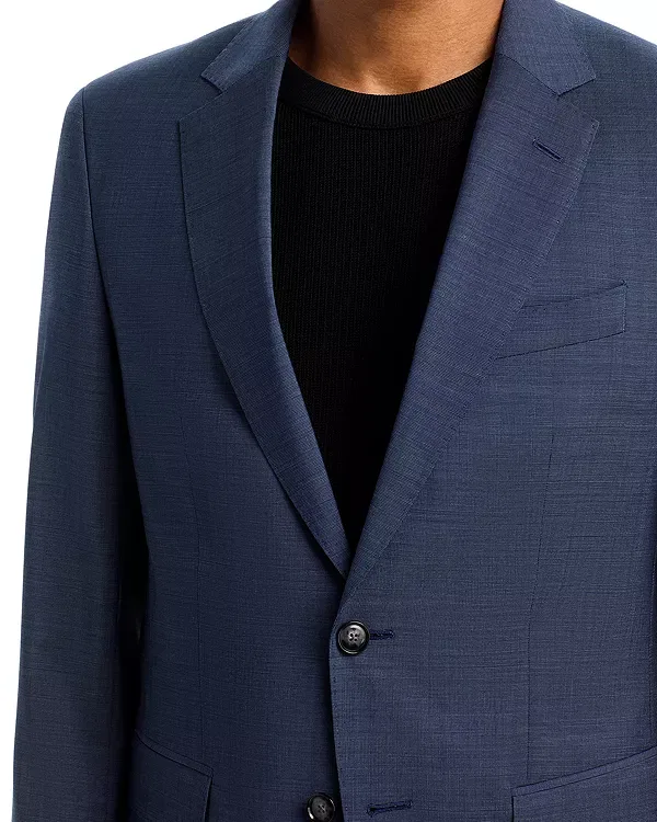 Мужской костюм из шерсти с мелким узором Huge Tic Weave Slim Fit Boss, Open Blue — фото 4