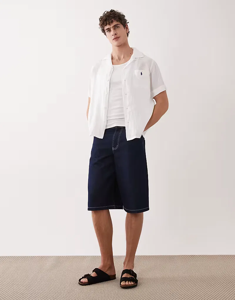 Рубашка льняная с коротким рукавом и логотипом icon Polo Ralph Lauren, белый — фото 2
