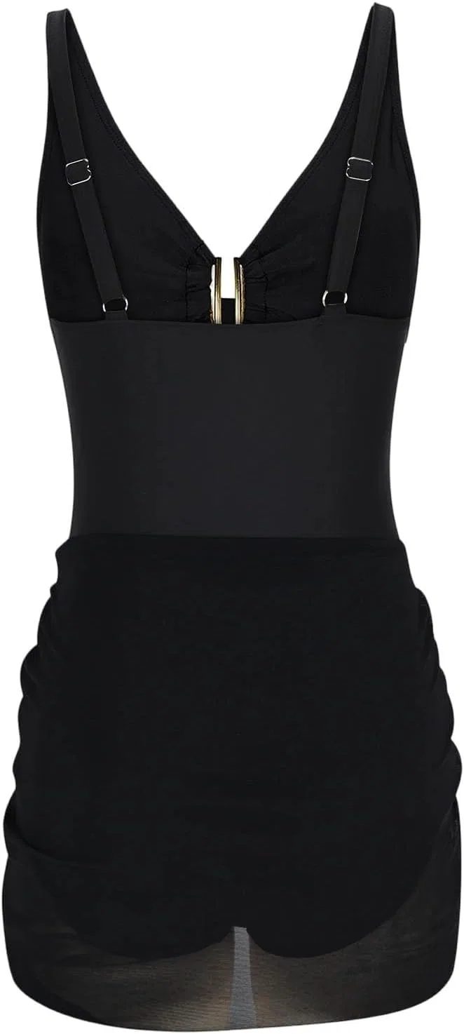 Женский цельнокроеный купальник с контролем живота Seamless, Black — фото 4