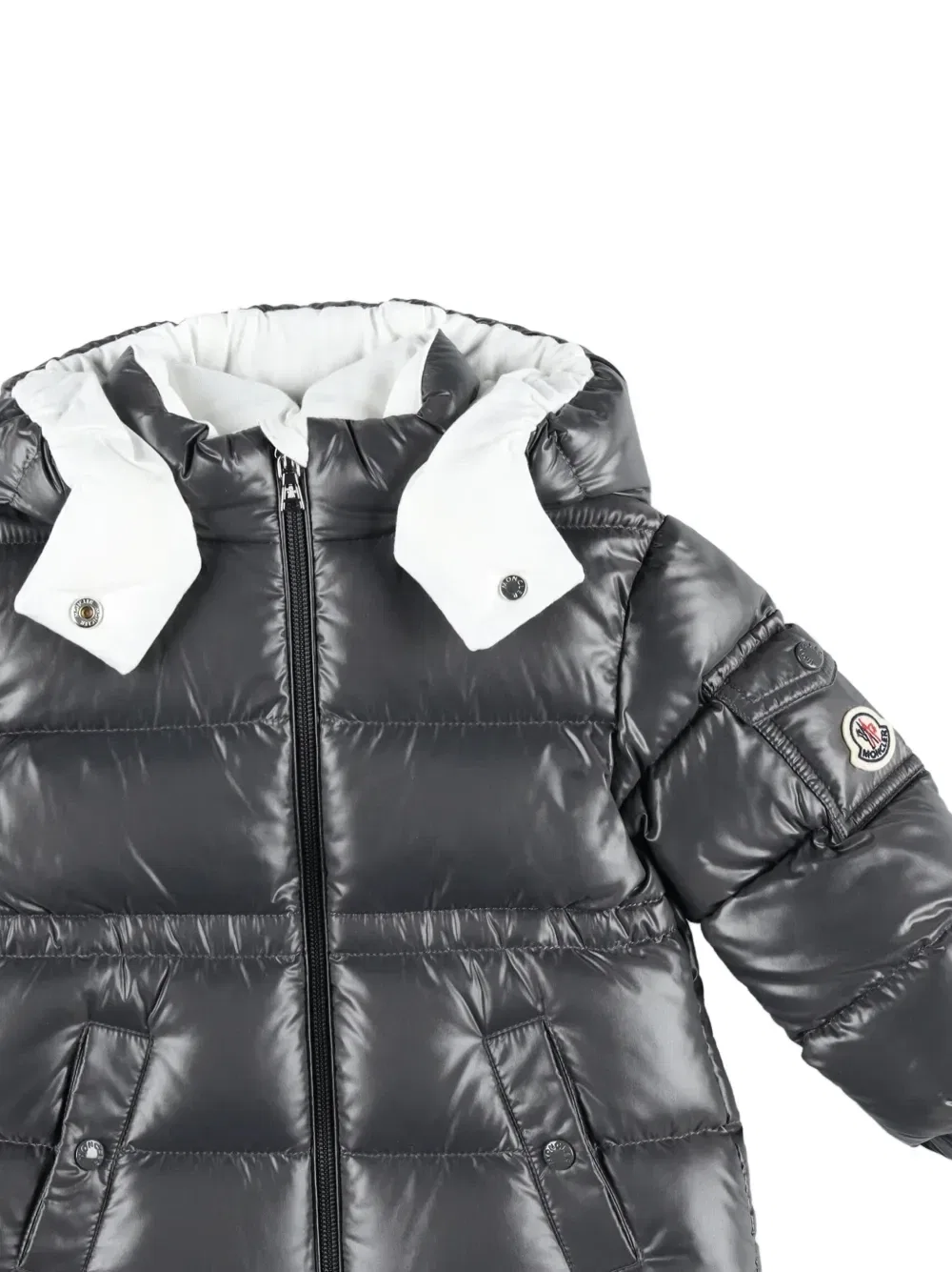 Стеганый пуховик с капюшоном Moncler Enfant, синий — фото 3
