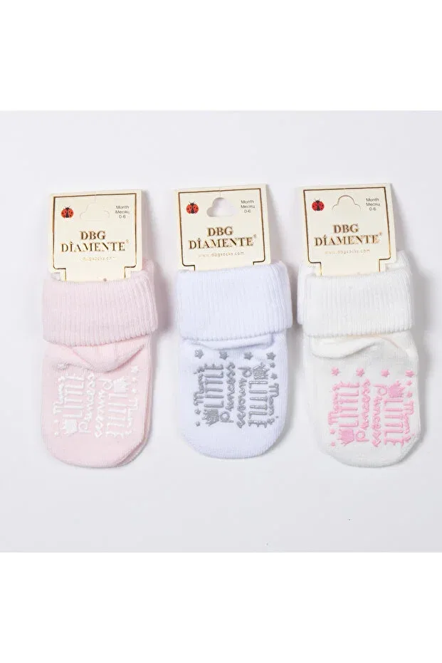 Детские носки для девочек из хлопка 3-комплект Non-Slip abs baby socks for first steps, 3-piece set - soft cotton secure sole Dbg Çorap, Multicolor — фото 3