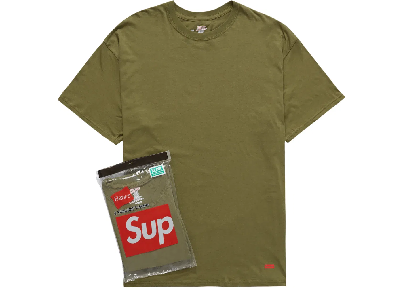 Мужской комплект футболок с логотипом Supreme Tees (2 Pack), Olive