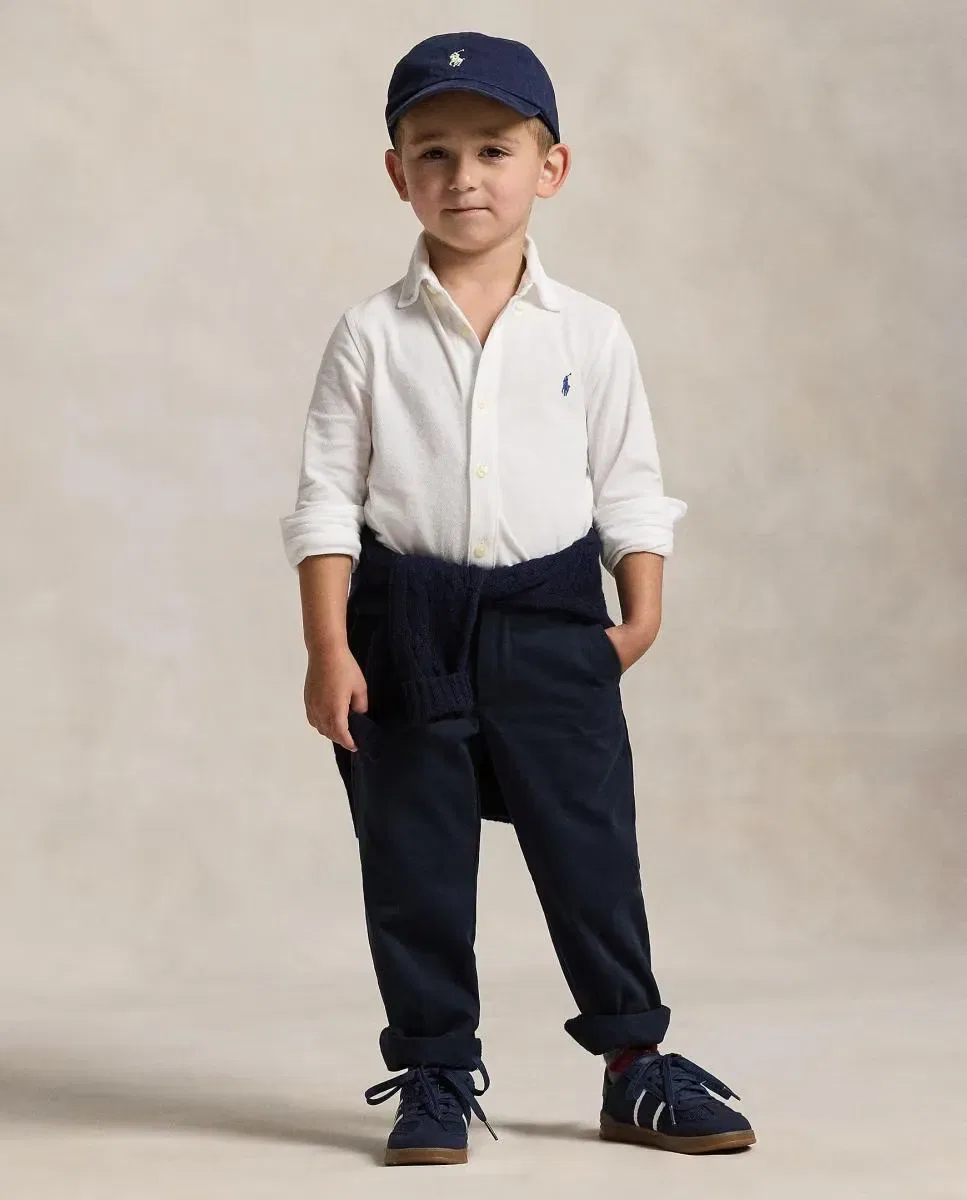 Детская рубашка для мальчиков из хлопкового пике Polo Ralph Lauren, Blanco