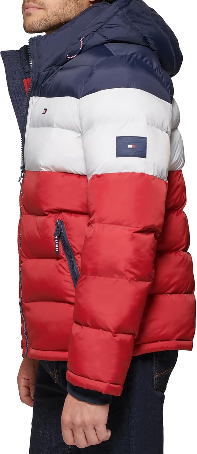 Мужская стеганая куртка с капюшоном Tommy Hilfiger (стандартная и для больших и высоких), Midnight/Ice/Red — фото 2
