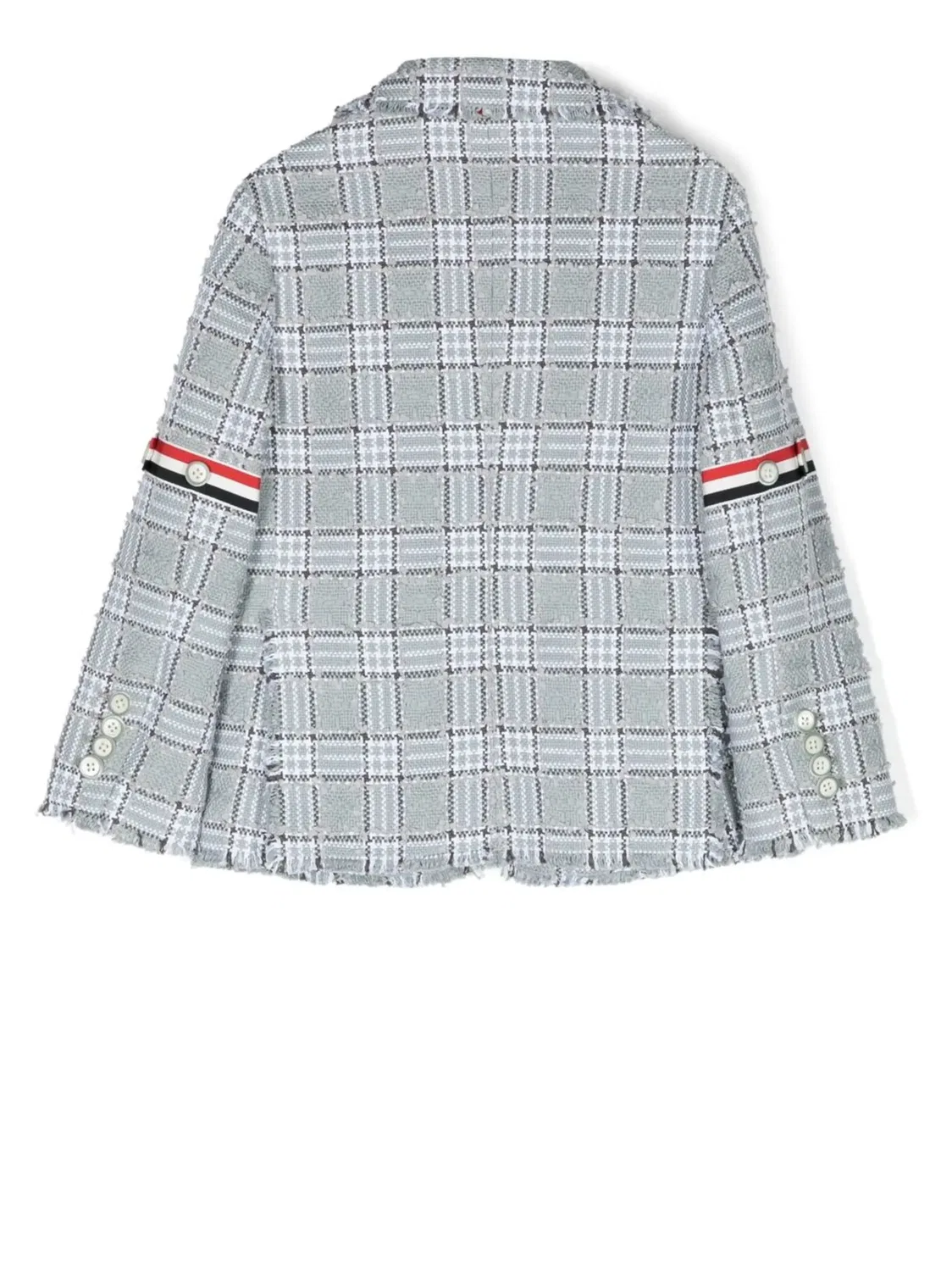 Однобортный пиджак из твида Thom Browne, серый — фото 3