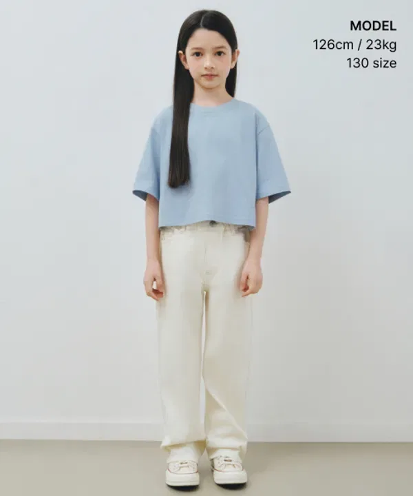 Футболка с коротким рукавом Relaxed Crop, Musinsa Standard Kids, сине-серый — фото 2