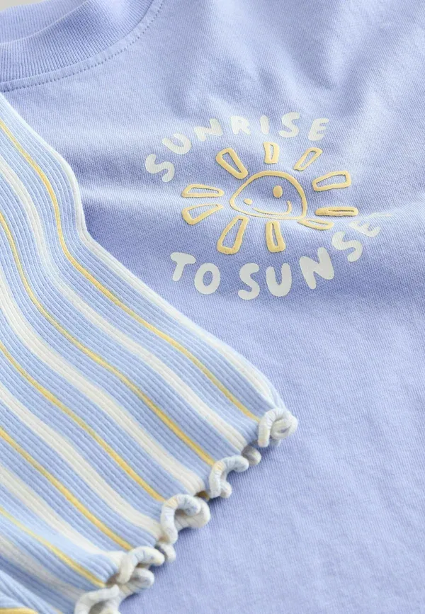 Комплект из футболки и шорт с принтом Regular fit - short sleeve t-shirt and cycle shorts set Next sunshine, голубой — фото 2
