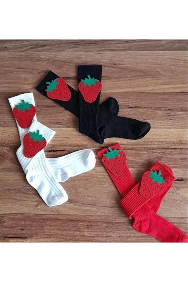 Детские носки для девочек с помпонами Özkardeşler Baby, Red Black White