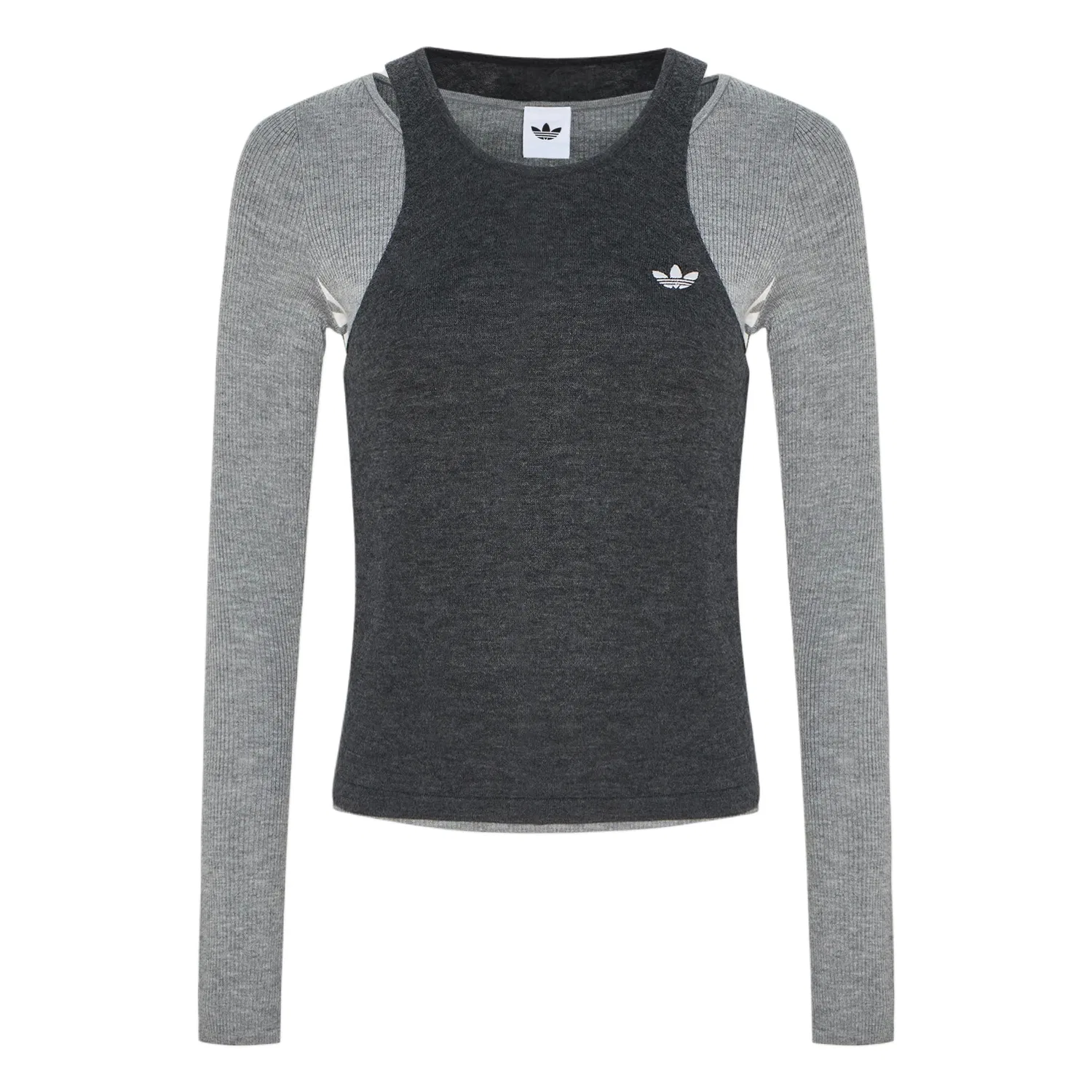 Женская футболка с круглым вырезом Dark Heather Gray/Medium Heather Gray Adidas Originals, Dark Heather Gray/Medium Heather Gray