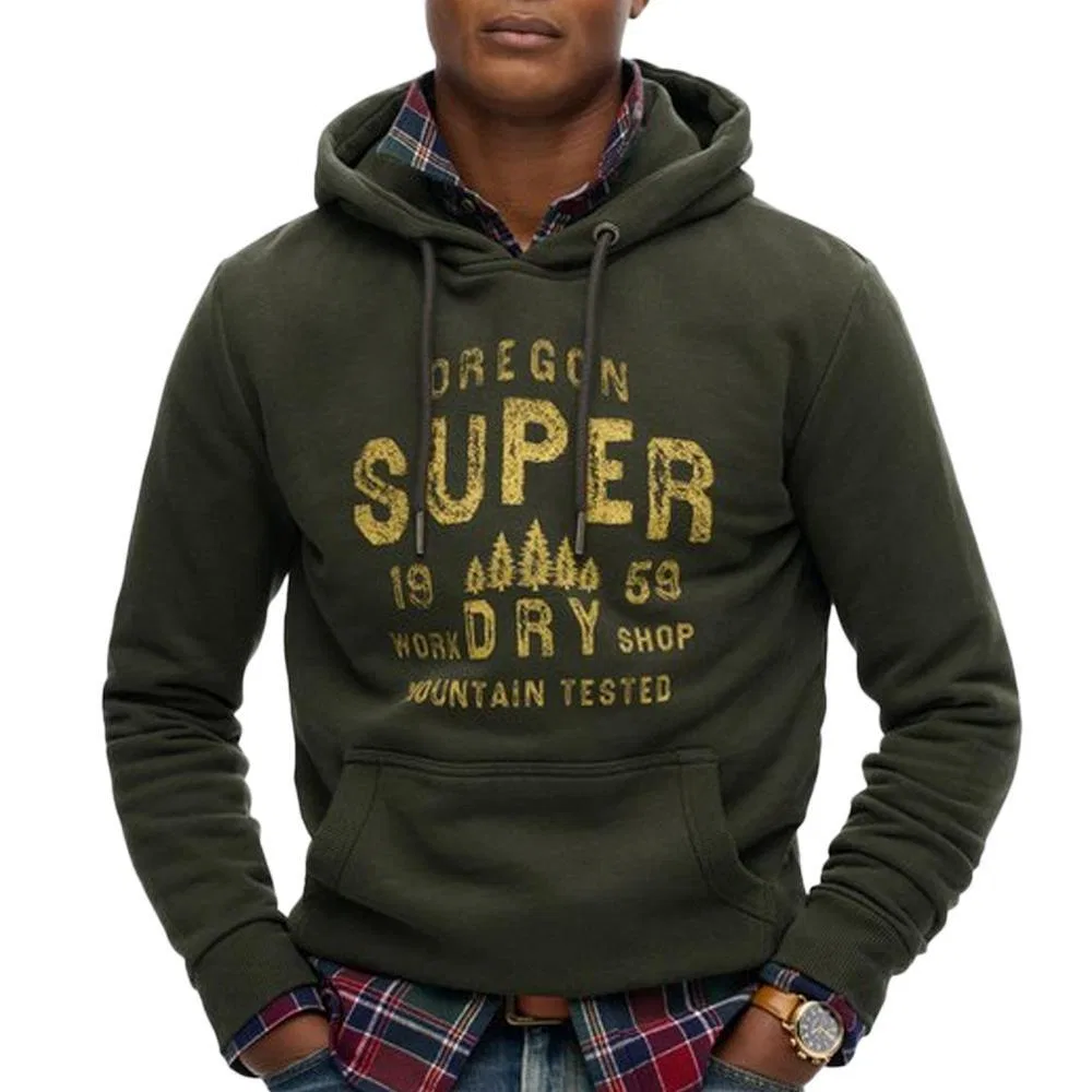 Мужской свитшот с капюшоном Work Superdry, Olive — фото 2