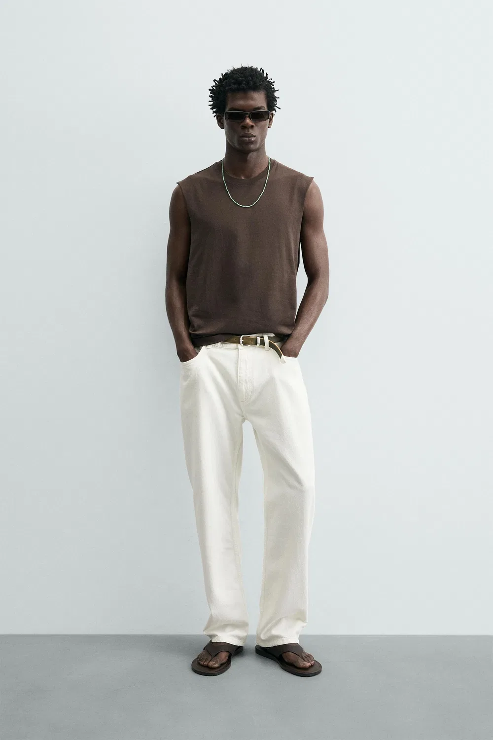 Легкая майка свободного кроя ZARA, Brown