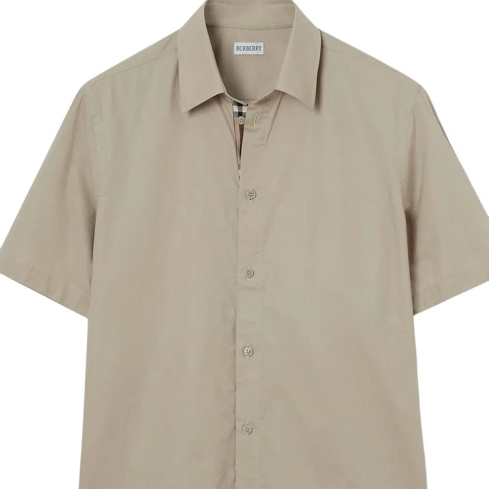 Рубашка мужская Burberry с отложным воротником, стиль high street, Khaki — фото 3