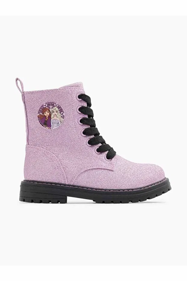 Детские ботинки для девочек на шнуровке с принтом Cold Weather Resistant Disney Frozen, Lilac