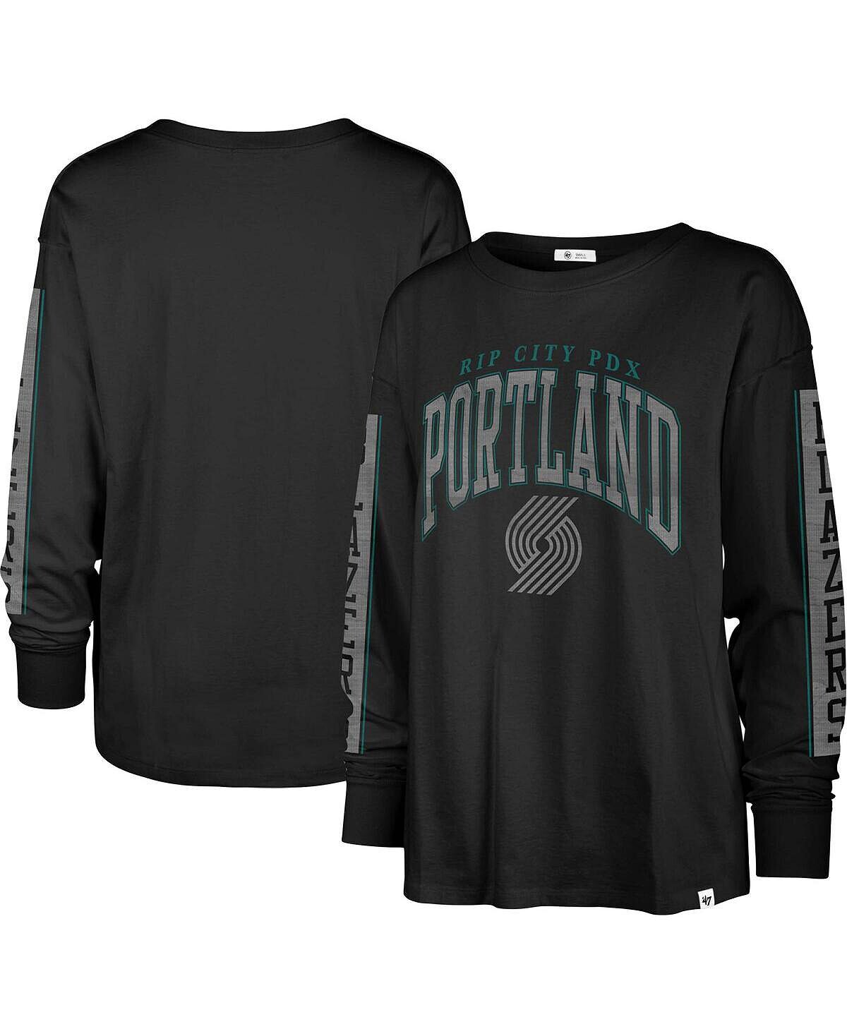 

Черная женская футболка Portland Trail Blazers City Edition SOA с длинным рукавом '47 Brand, черный