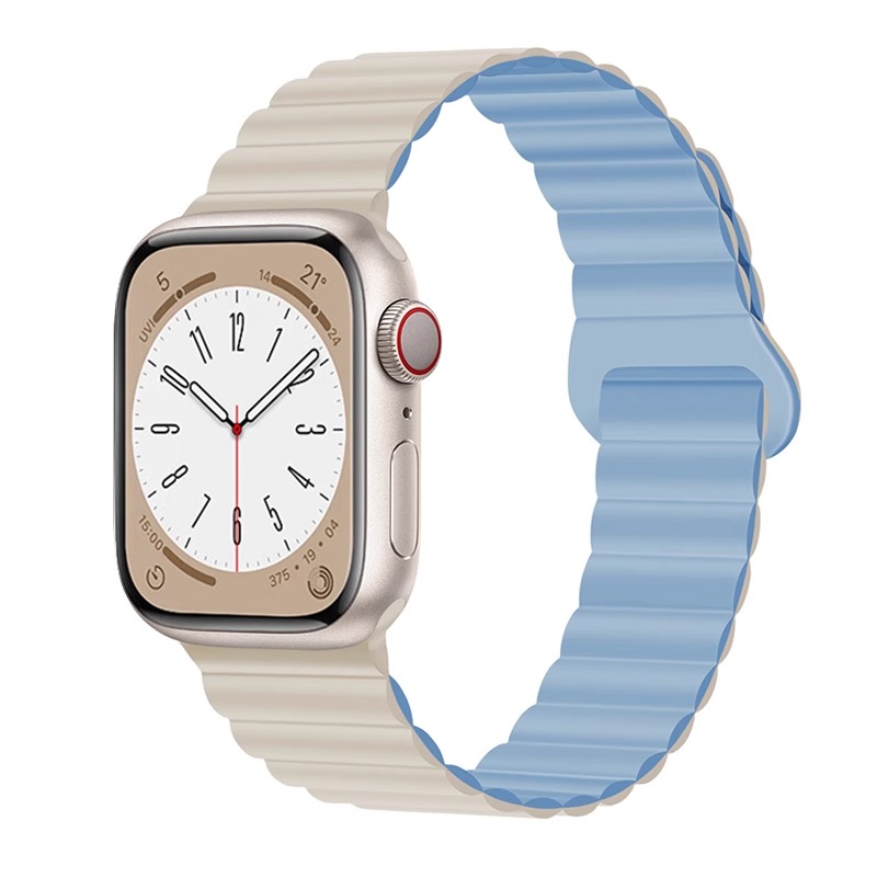 

Ремешок из силиконового материала, совместимый с Apple Penc Iwatch, 【Magnetic Loop-Silicone Strap】Black with gray