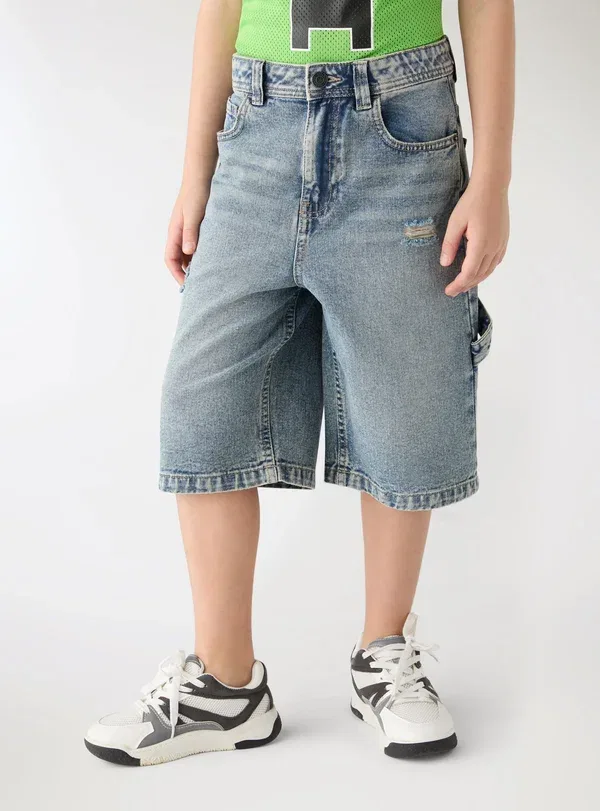 Шорты джинсовые Denim shorts Terranova, Blu Denim Medio, синий — фото 2