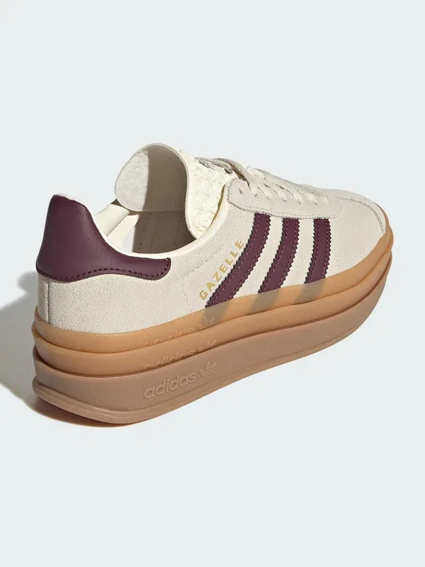 Кроссовки Gazelle Bold J Adidas Originals, кремово-белый, бордовый, золотистый металлик — фото 4