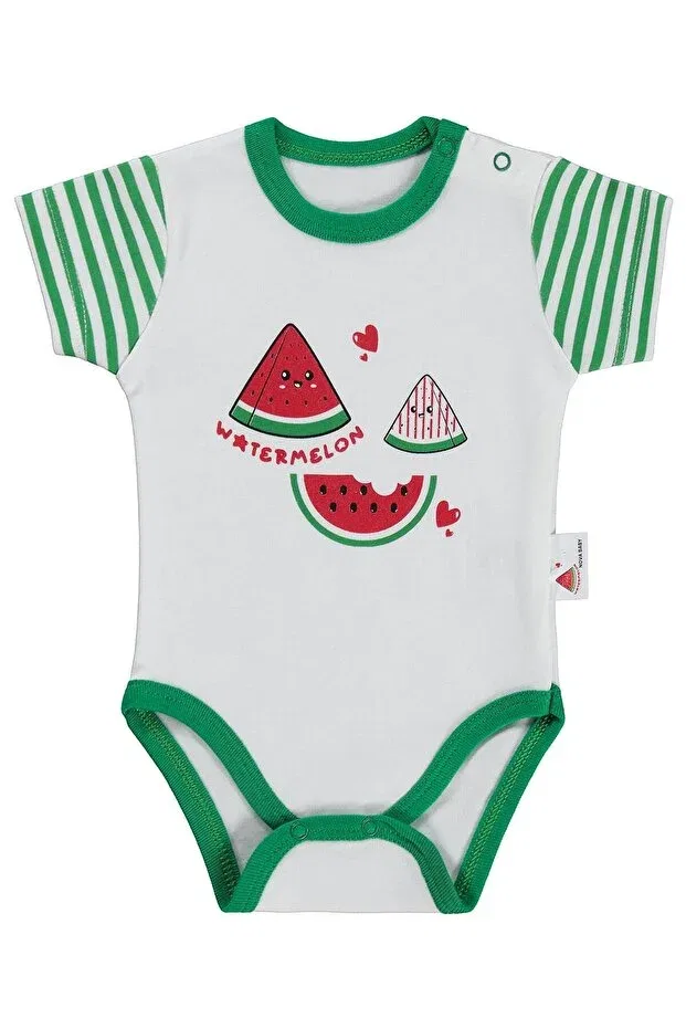 Детское боди для новорожденных с коротким рукавом Watermelon scented short sleeve 0-9 months snap fastener bodysuit Generic Brands, Ecru