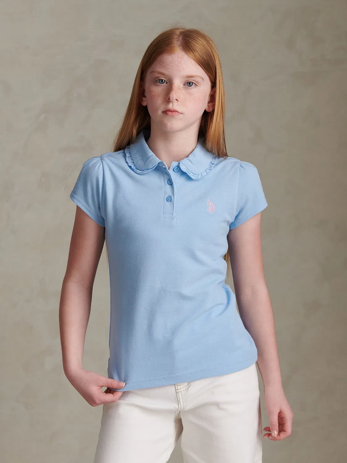 Поло с воланами U.S. Polo Assn, синий